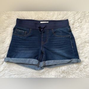 SO Dark Blue Jean Shorts Little girls Size 10 Stretch Elastic Waist